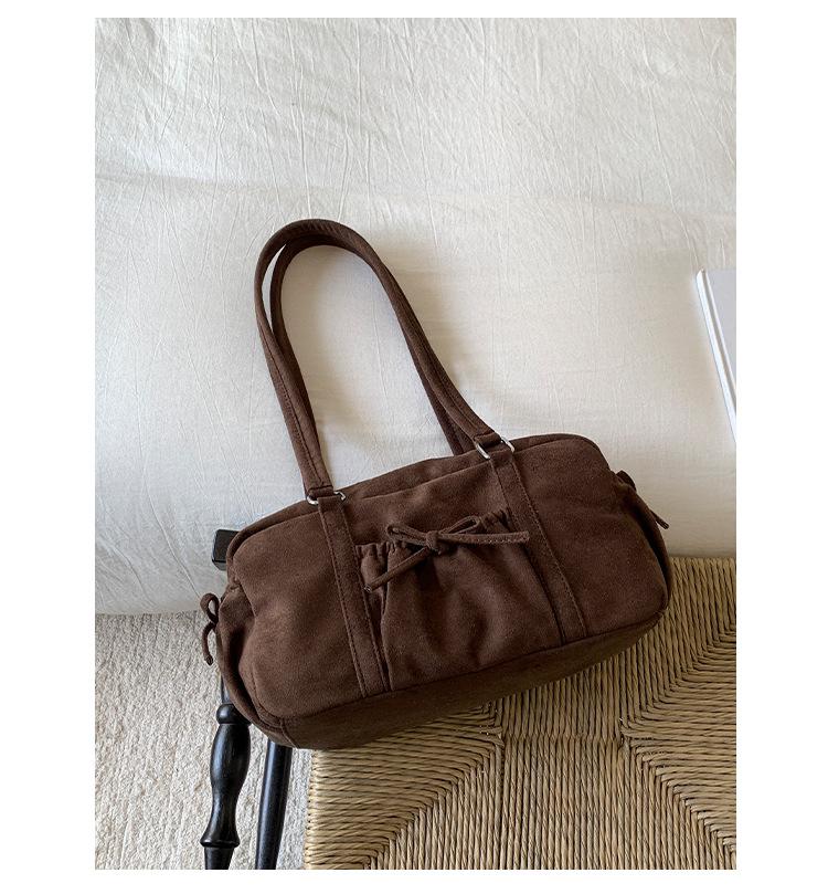 

2025 new Korean version large-capacity pleated portable tote bag daily simple retro Boston bag shoulder bag women