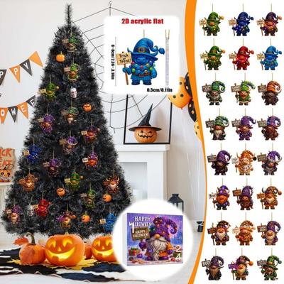 Halloween Advent Calendar 2025 Advent Calendar with 24 Acrylic Charms Pumpkin Ghost Witch Highland Cow Pendant Countdown Decor