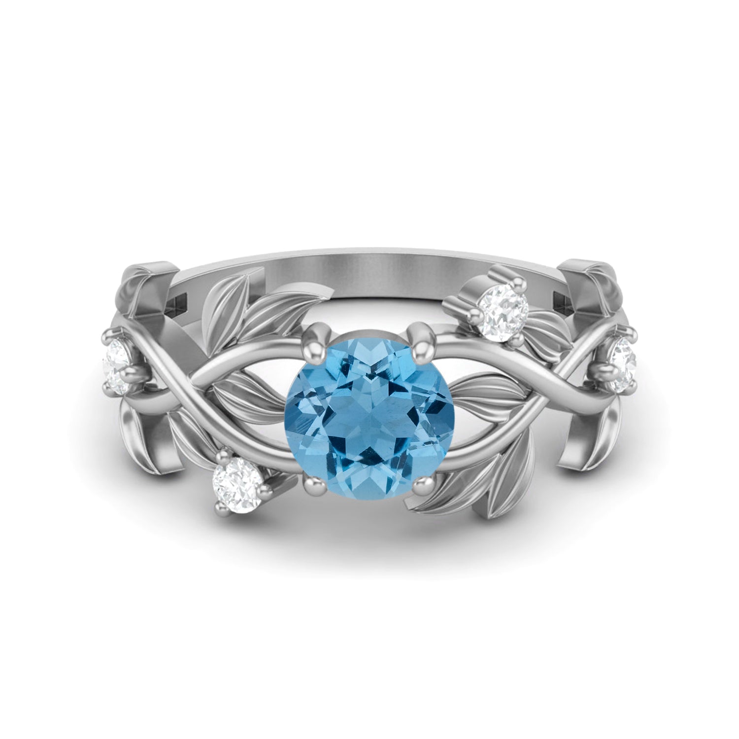 

6MM Round Swiss Blue Topaz Gemstone 925 Sterling Silver Solitaire Ring 8 білий