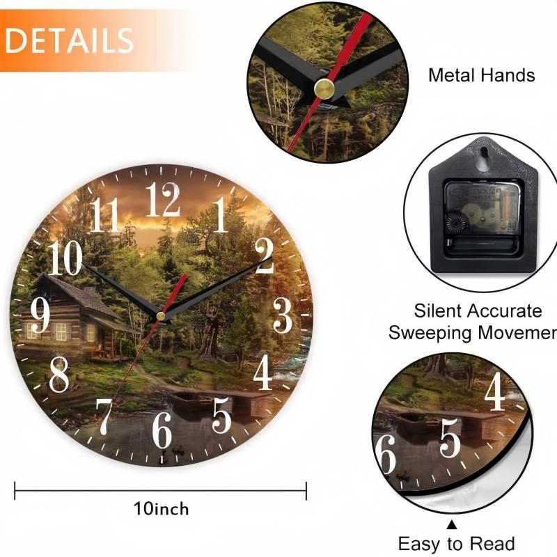 10 Inch Wall Clock Vintage Wooden Silent Quartz Home Living Room Decoration Large Clock