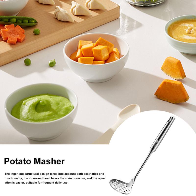 Potato Masher Stainless Steel Vegetables Smasher Stainless Steel Non-Slip Handle Potato Masher For Cooking Baby Food Meat Mashed
