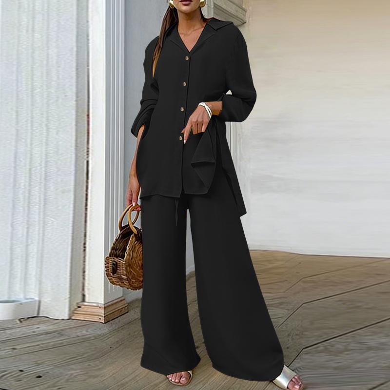 ZANZEA Women Long Sleeve Blouse and Pants Casual Two Piece Suit Sets