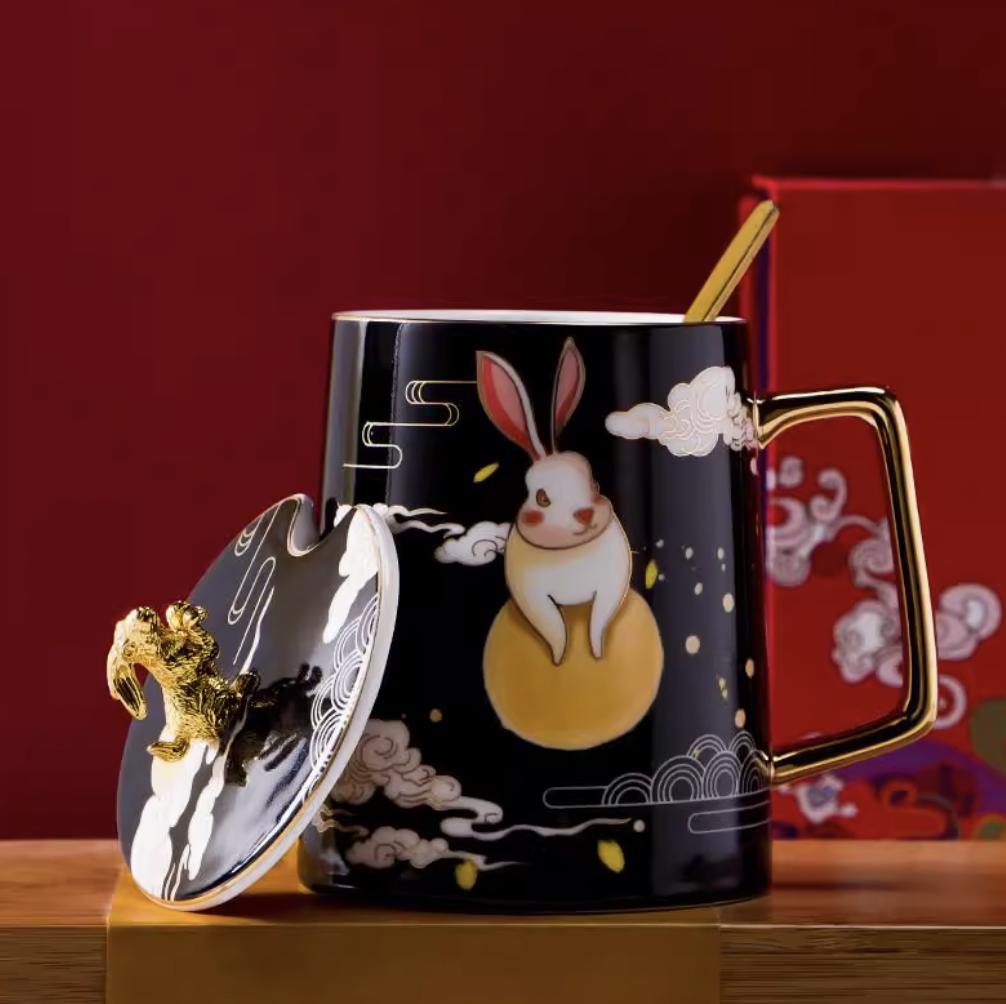 

Европейская керамическая кружка для кофе с котом – милая мультяшная чашка для завтрака с молоком, ложкой и крышкой Black