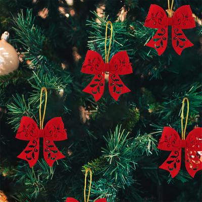 5Pcs Bow Christmas Decorations, Holiday Christmas Tree Hangings, Gift Packaging Decoration Accessories
