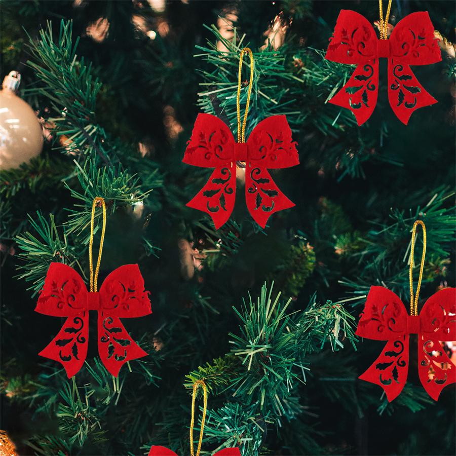 5Pcs Bow Christmas Decorations, Holiday Christmas Tree Hangings, Gift Packaging Decoration Accessories