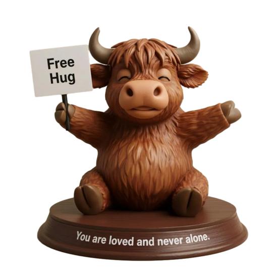 

Highland Cow Figurine Emotional Support Highland Cow Statue Resin Cow Ornament with Funny Quotes Straight-Talking Companion for Desk Bookshelf Decor A