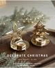 Gold Iron Art Christmas Candle Holder Ornament Lantern Tray