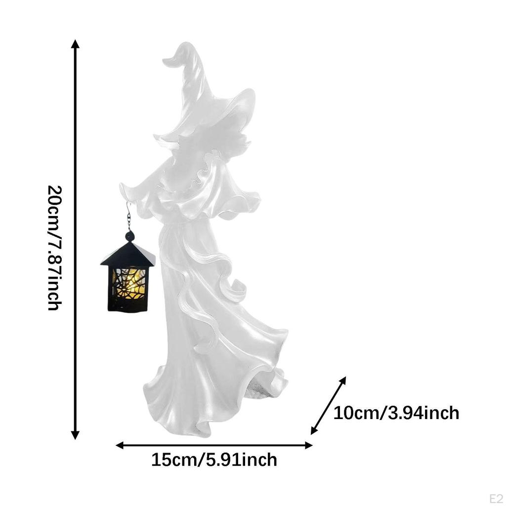 Witch Lantern Ornament Barrel Figurine Resin Statue Faceless Sculpture for Garden Indoor Backyard