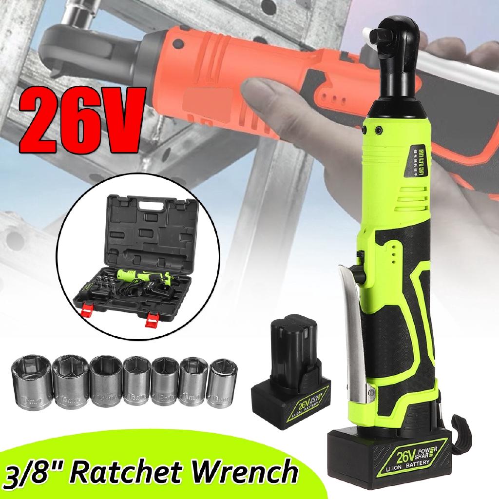 26V 160NM Torque 3/8 Cordless Electric Ratchet Wrench Tool Set Impact Wrench Power Tool Rechargeable Battery Scaffolding