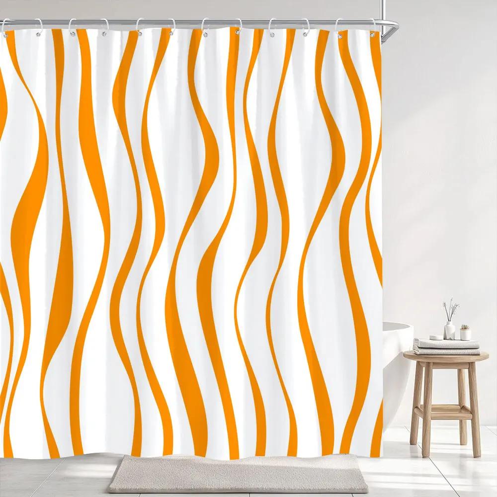 Abstract Geometric Lines Shower Curtain Simple Modern Style Striped Printed Polyester Fabric Shower Curtains Bathroom Decoration