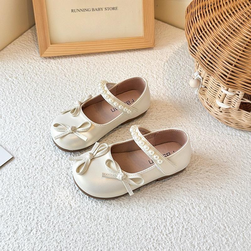 

Little Girl Patent Leather Shoes Autumn New Children s Butterfly-knot Mary Jane Shoes Girls Soft Sole Princess Shoes I07296 23 бежевий