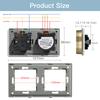 BSEED 1/2/3Gang Touch Light Switches 1Way With Dual Wall Sockets EU Standard Blue Backlight Glass Panel Gold