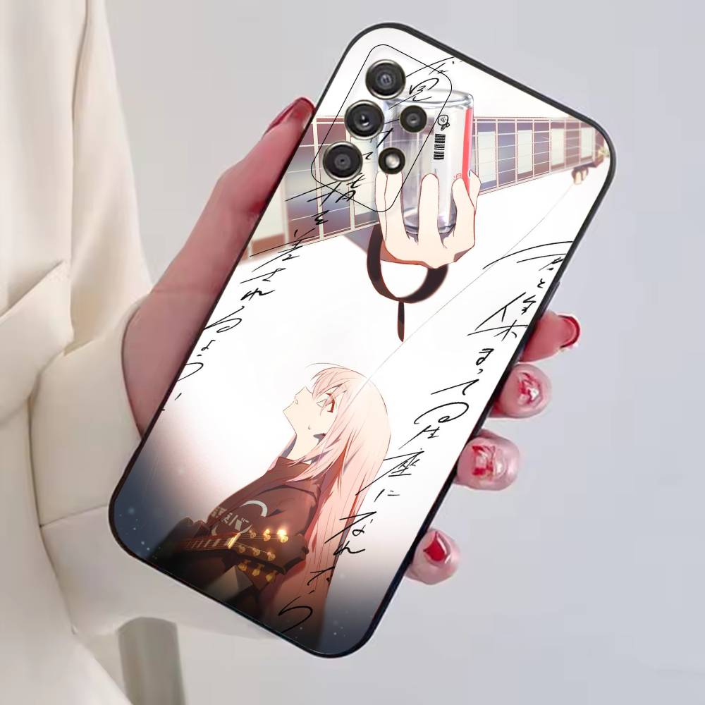 Anime B-Bocchi The Rock Cute Phone Case For Samsung S25,S24,S21,S22,S23,S30,Ultra,S20,Plus,Fe,Lite,Note,10,Black Cover