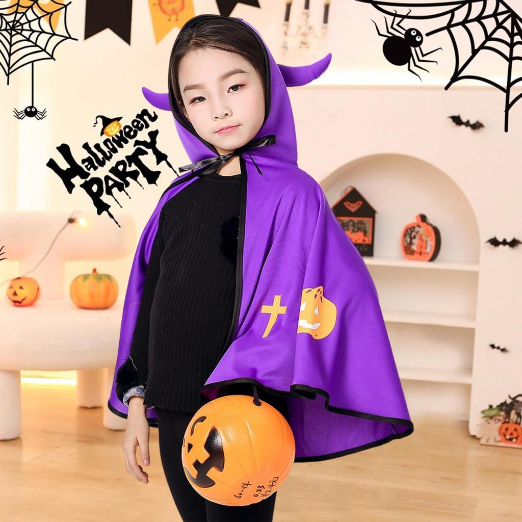 Harsever Devil Cloak for Boys and Girls, Available In 4 Colors, Cute Halloween Costume for Kids, Cosplay, Parties, Events, Unisex, Hooded, Perfect
