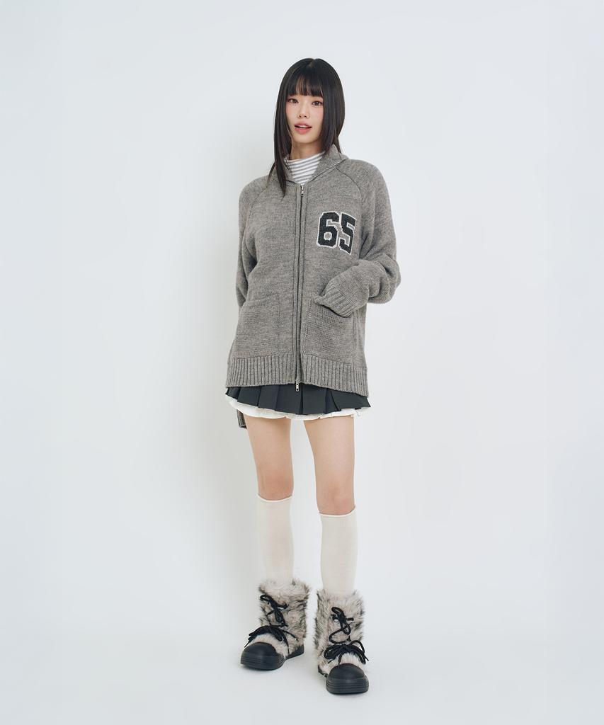 LMR Channony Wool Cowichan Knit Zip-Up Grey