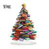 Book Lover Christmas Gifts Stacked Tree Ornament, 2D Flat Stacking Holiday Hanging Decoration, Desktop Display Reading Theme Acrylic Pendant,