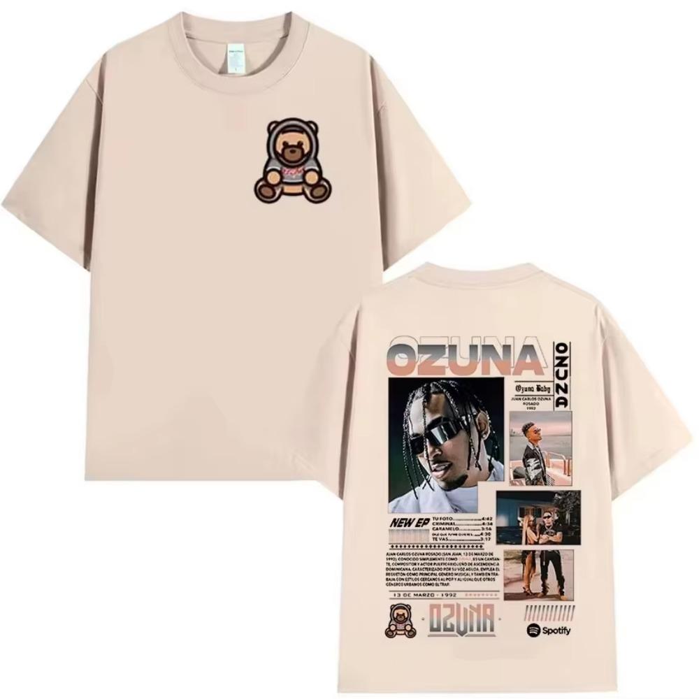 Rapper Ozuna 2024 Album Graphic T Shirts Men's Retro Fashion Short Sleeve T-shirt Man Hip Hop Oversized Cotton Tshirt Streetwear