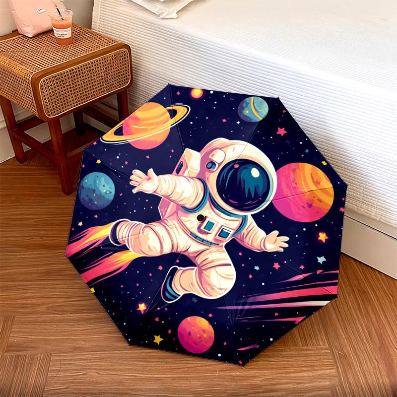 

1 PC Automatic Folding Umbrella - Astronaut Pattern, Portable & Foldable Design with 8 Ribs, Christmas Birthday Gifts