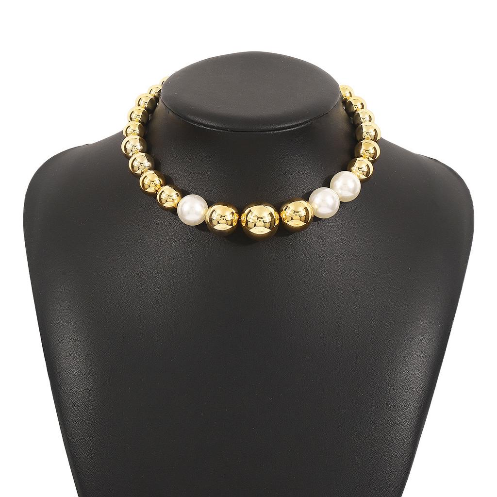 Šperky přehnaný punk kontrastní korálkový náhrdelník, módní krátký perlový náhrdelník choker