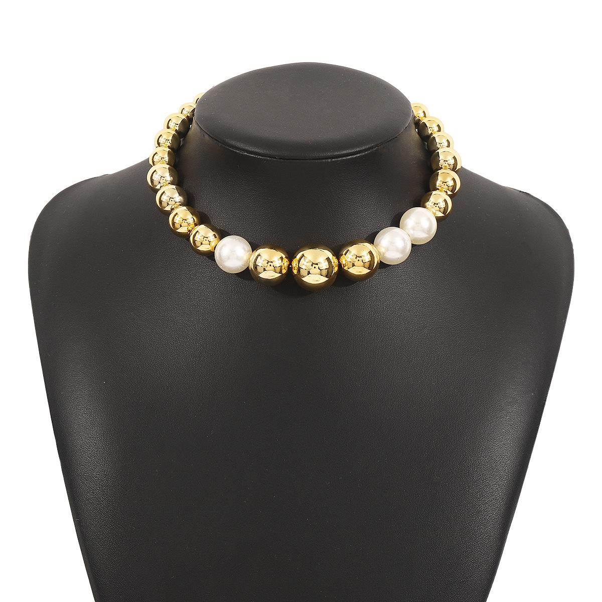 Бижутерия, преувеличенное панк-ожерелье с контрастными бусинами, модный короткий жемчужный чокер