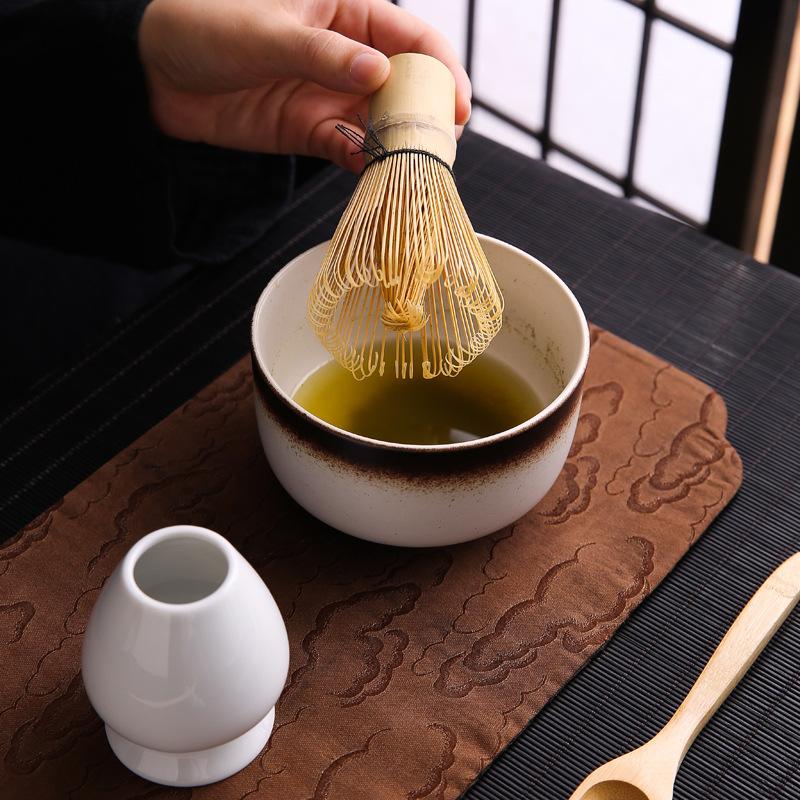 6PCS Japanese-style Matcha Blender Set with Ceramic Bowl, Brush, Teaspoon, Tea Whisk, Filter for DIY Tea-Making Christmas Gift
