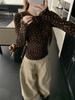 Apricot Floral Slimming Long Sleeve T-shirt - Chic & Warm Women's Inner Layer Top