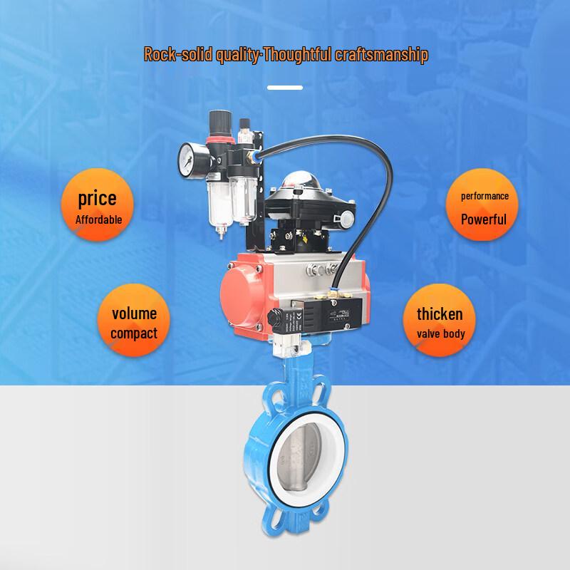 Oumide DN80 Pneumatic PTFE Butterfly Valve with AT75 Cylinder