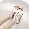2023 Summer New Fish Mouth Sandals Women's One Line Buckle Strap Thick Heel Zipper Open Toe Roman Sandals