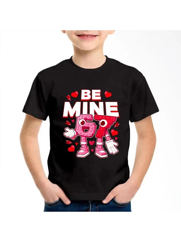 Kids Valentines Be Mine 67 Heart Graphic TShirt Soft Cotton Cute Wear for Boys Girlsdf0133
