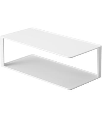 Yamazaki Jitsugyo 5641 Long Plate Storage Rack, 2 Tiers, White, Approx. W30XD15XH10cm Tower Dish Rack Dish Storage