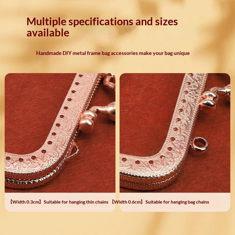 1 Stück 8,5-20 cm Metall Gold Geprägter Taschengriff Geldbörsenrahmen Kussverschluss für Damen-Handtasche Geldbörse DIY Handgefertigte Taschen Zubehör
