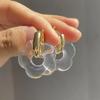 Candy Color Fashion Girl's Transparent Acrylic Resin Marbling Flower Earrings Gold Color Hoop Earings Jewelry Accessories Gifts