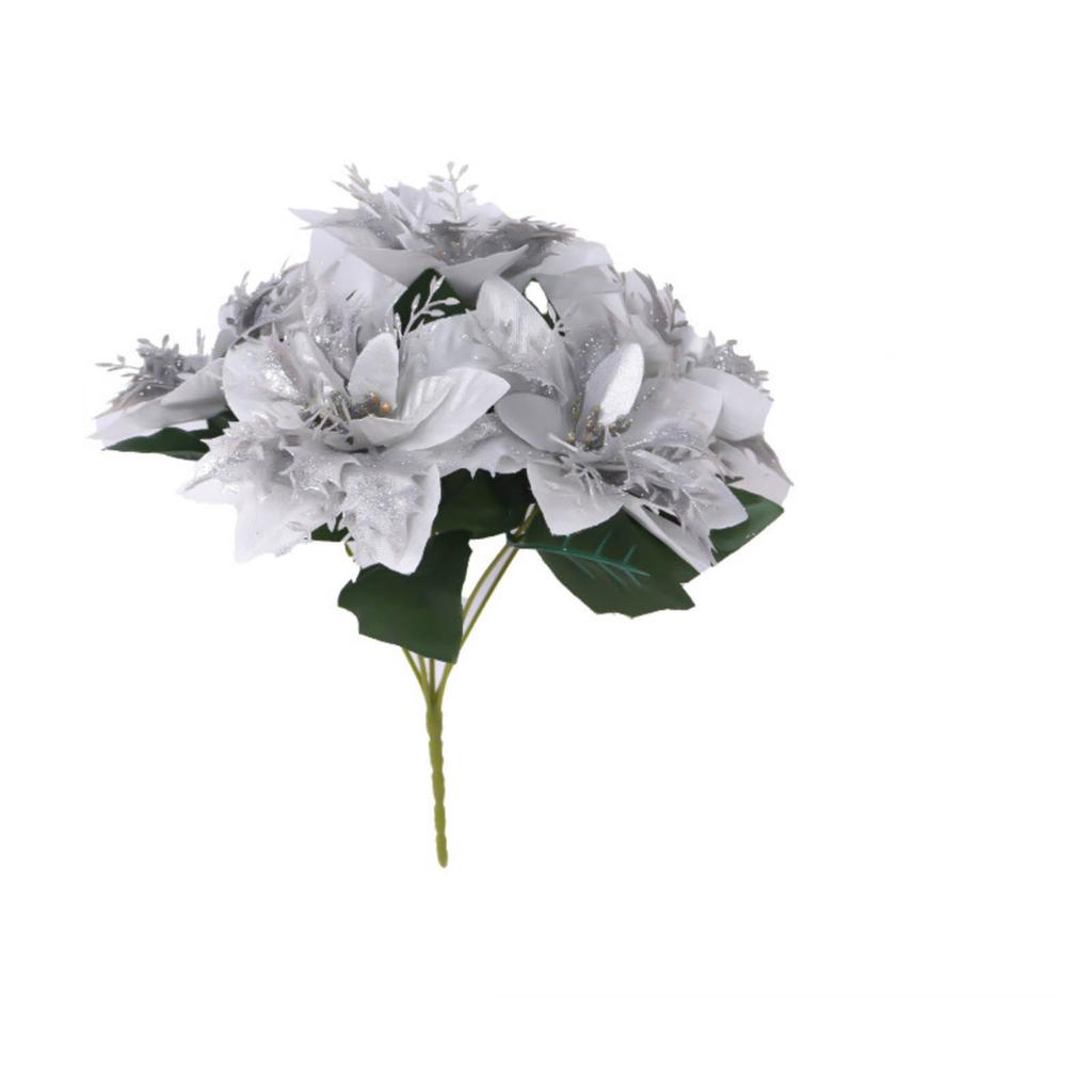 Weihnachten Künstlicher Weihnachtsstern Strauß Festliche Künstliche Blume Topf Ornament Feiertagsdeko Innen Zuhause Weihnachtsfeier Dekoration