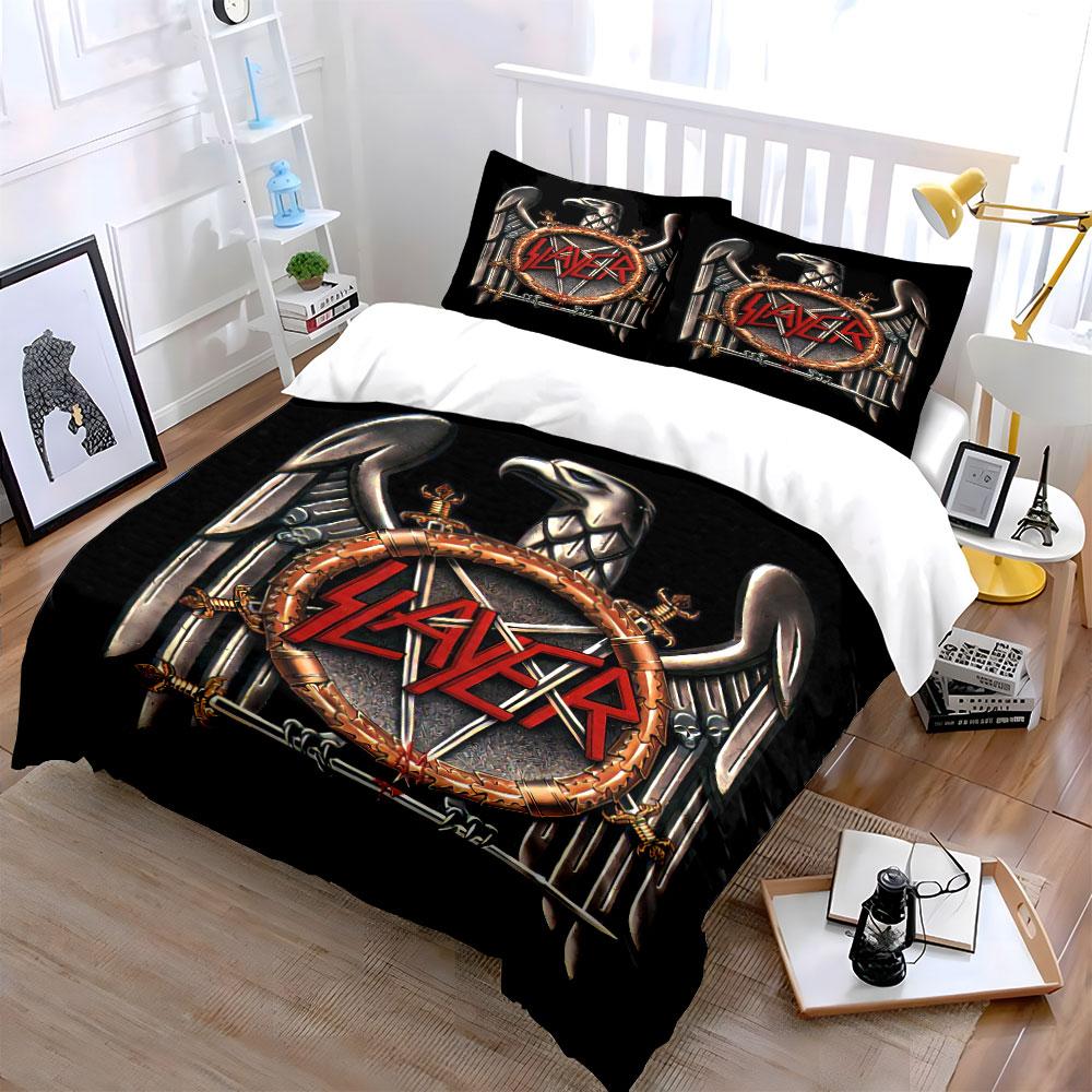 Slayer Eagle Logo Bedding Set Bedding Duvet Cover Set Duvet Cover Pillowcases (1 * Duvet Cover 2 * Pillowcases, Without Duvet Insert)