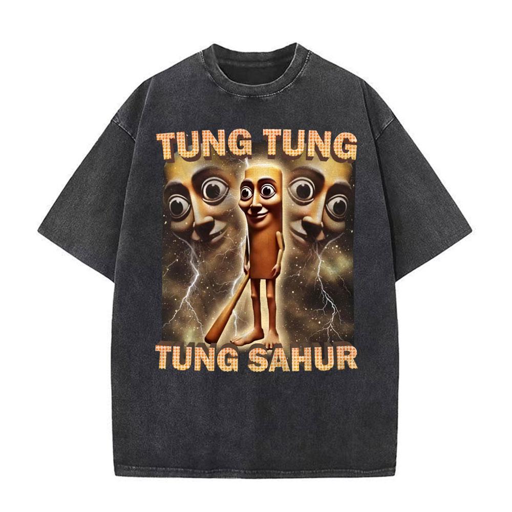 T-shirts Meme Chat Drôle de Survivant de la Circoncision pour Mode Unisexe Hip Hop Vintage T-shirt Vintage Lavé Pur Coton T-shirts Unisexes