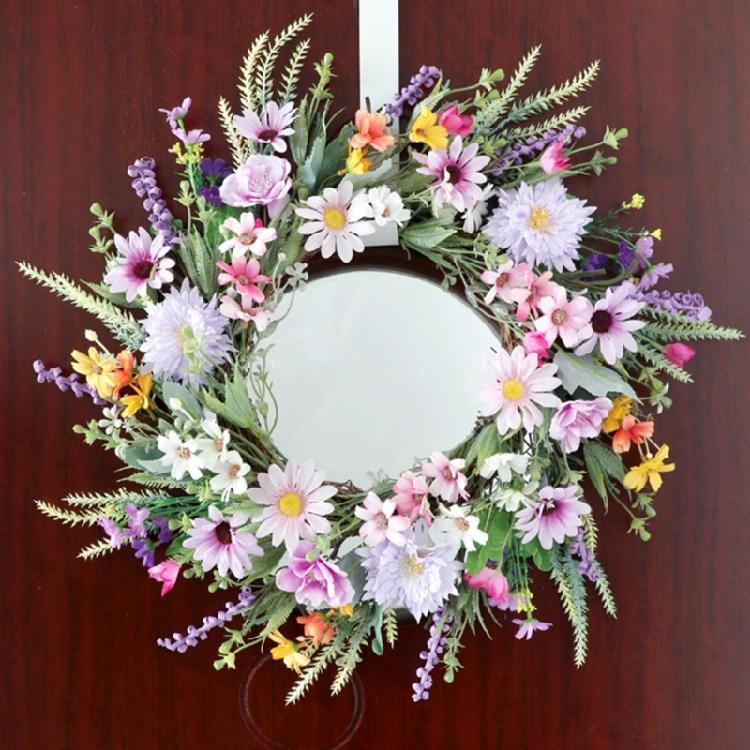 Artificial Flower Wreath Spring Festival Wreath Artificial Flower Wreath for Front Door Hallway Garden Farmhouses