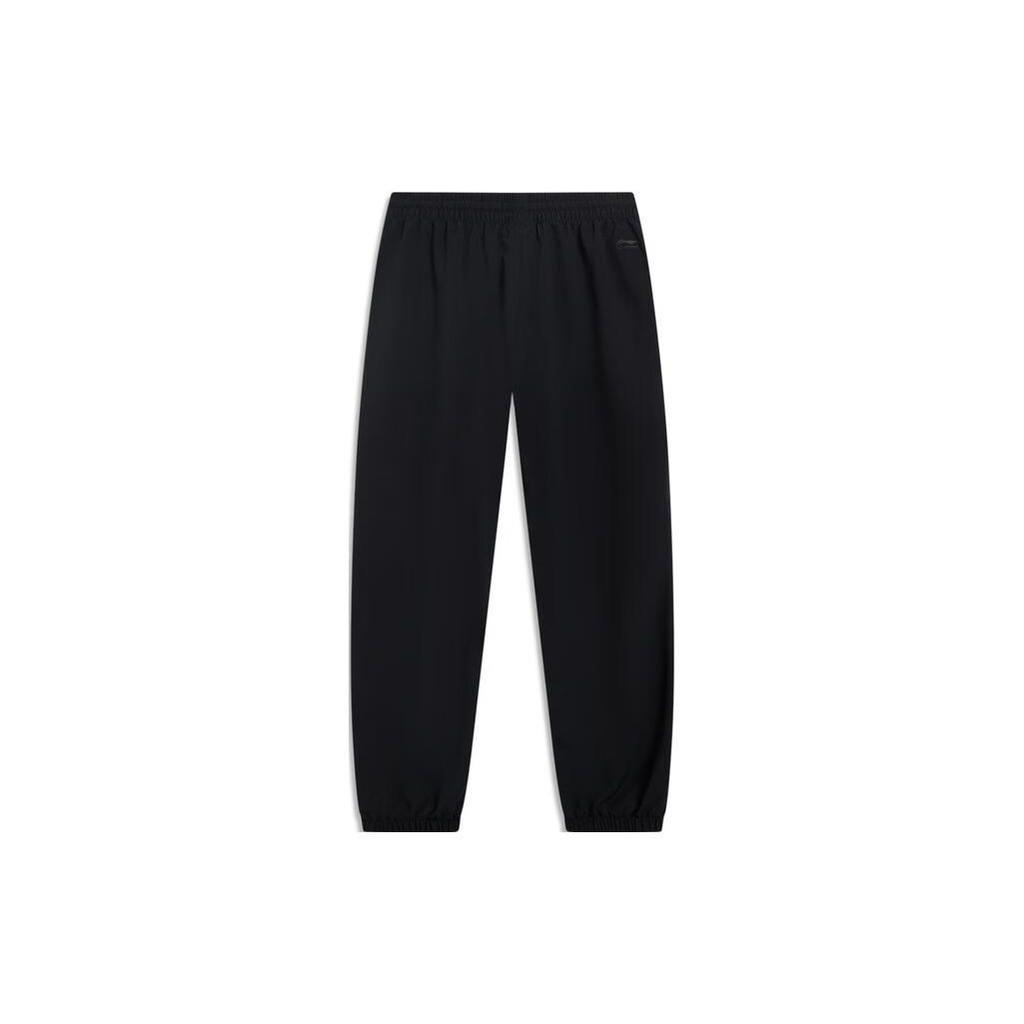 Li-Ning Pure Color Mid-Waist Drawstring Knit Sports Pants Women Bottoms Black AYKT434-3
