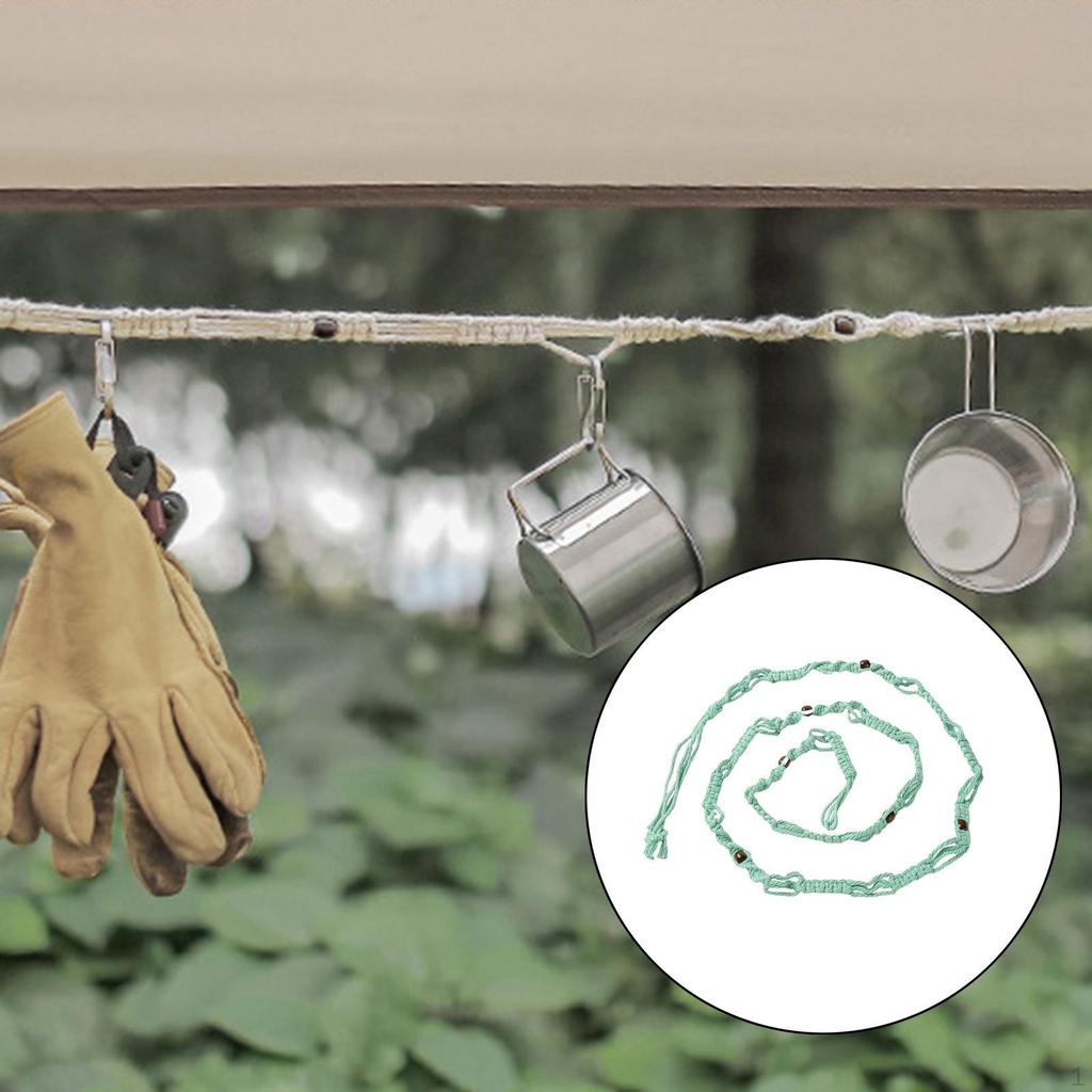 Camp Storage Rope Hanging His Camping Equipment From , Horizontal Organizer