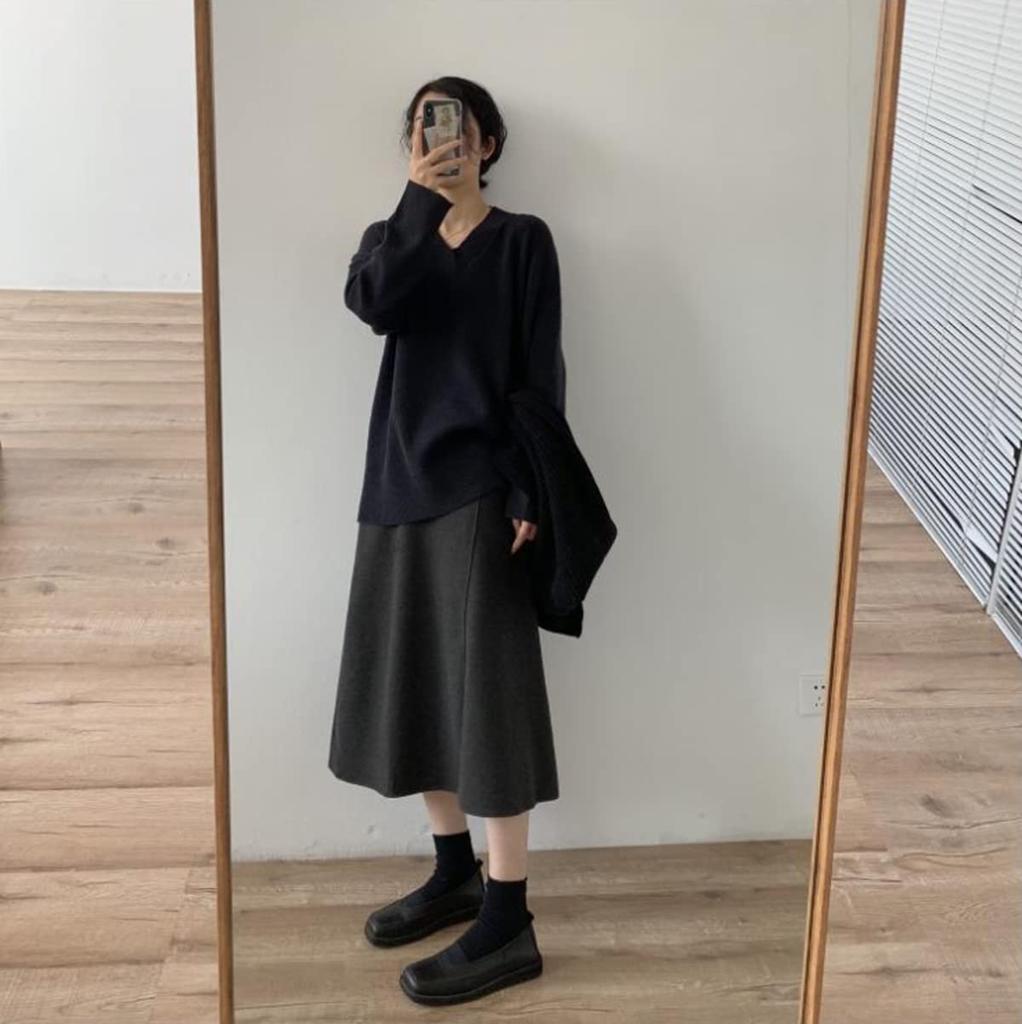 Maternity Long Mori Adjuster Japanese Easy To Office High Caramel Pregnant Women Bottoms Gray [KARZUKI] Skirt, Spring/Autumn/Winter, Girl, Adjustment,