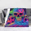 Psychedelic Skull Halloween Blanket Flannel Summer Air Conditioning Lightweight Thin Throw Blanket for Sofa Car Bedding Throws