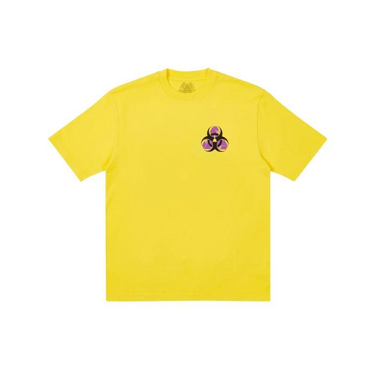 Palace Biohazard Triangle Back Triple Ring Logo Short Sleeve Tee Unisex Tops Yellow P20TS148