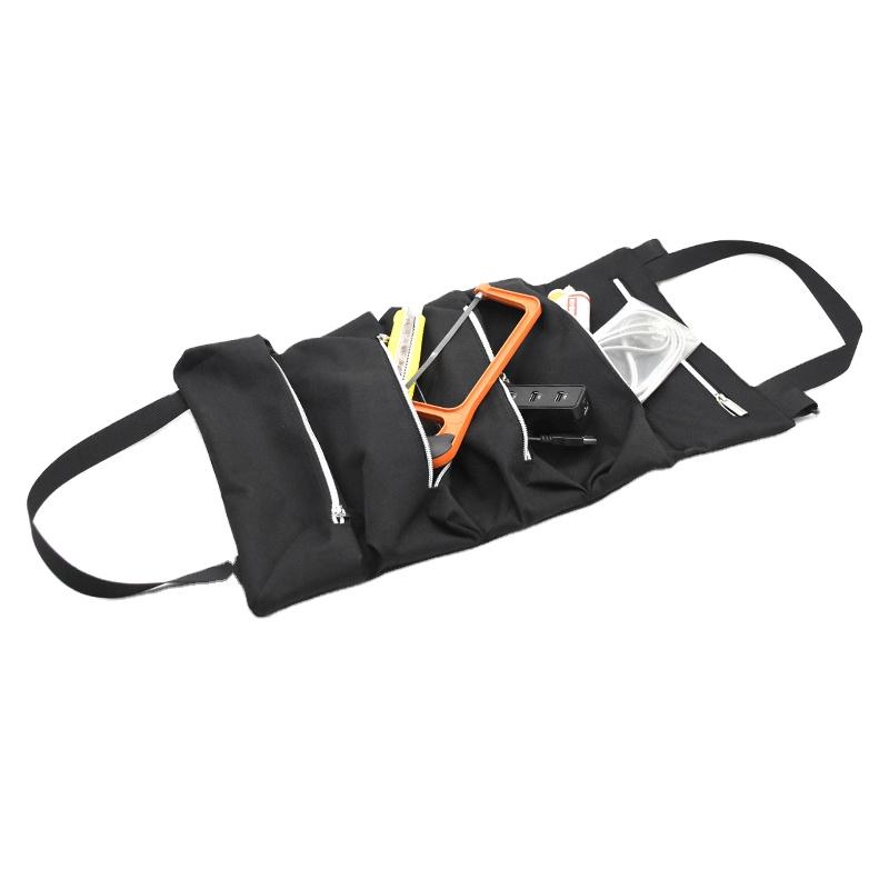Multi-Purpose Canvas Roll for Tool Bag Car First Aid Kit Wrap Roll Storage Case Hanging Tool Zipper Carrier Tote Car CampingGear