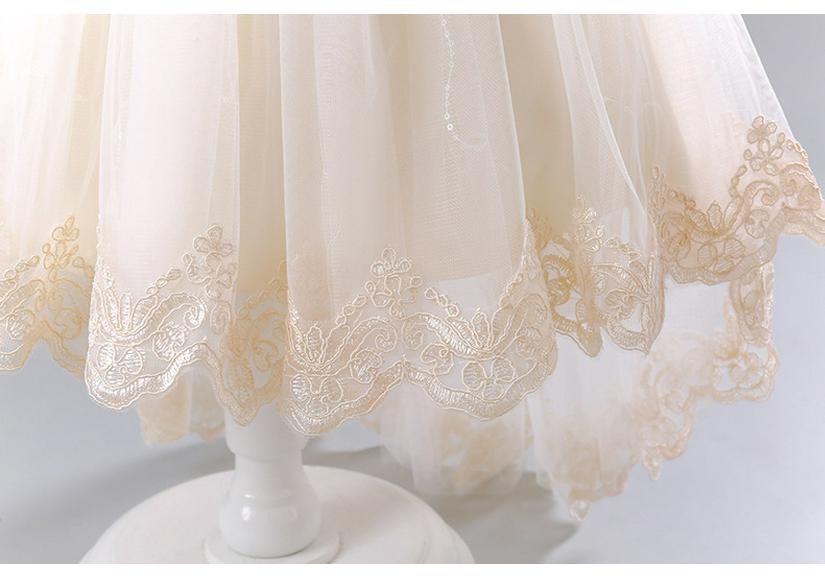 Girls' Formal Princess Festival Performance Wedding Dresses with Mesh and Trailing Fluff