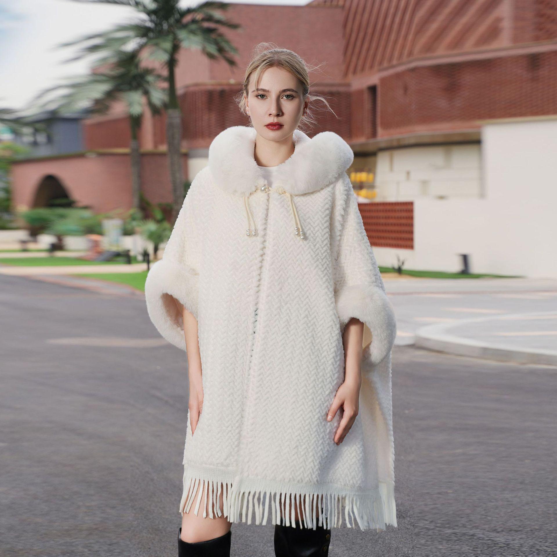 

Новая кисточка однотонное пончо вязаное толстое средней длины шаль темпераментная универсальная теплая свободная куртка one size fits all