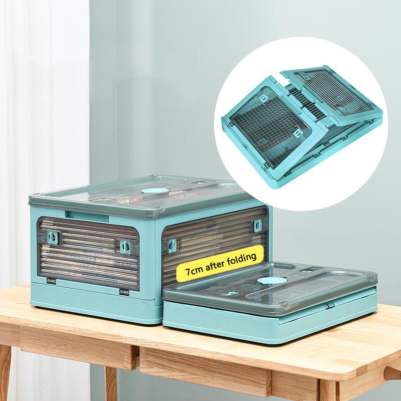 קופסת אחסון שקופה מפלסטיק עם חמש דלתות קופסת אחסון ספרים מתקפלת כדי לשים ספרים בגדי סטודנטים