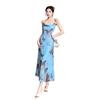 French Blue Butterfly Floral Mermaid Dress: Women's Slim Fit A-line for Summer Resort