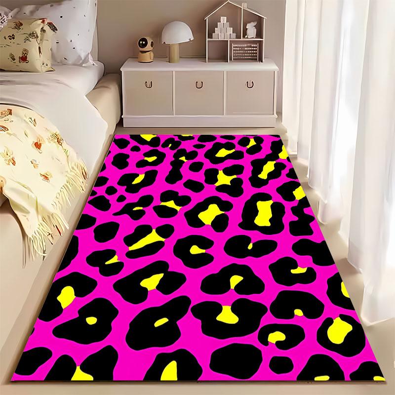 Leopard Print Pink Carpet suitable as a non-slip mat for the living room or bedroom sofa