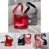 Trendy Korean Style Striped Tote Bag For Everyday Use Soft Canvas Shoulder Bag