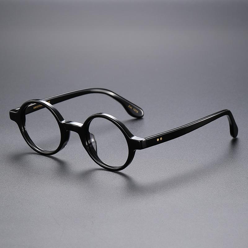 Luxus Retro Runde Brille für Männer und Frauen Ultraleicht Blaulichtfilternde Acetat-Legierung Brille
