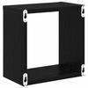 Wall Shelves with Shelf 2 pcs Black Oak Effect Wood Based Material